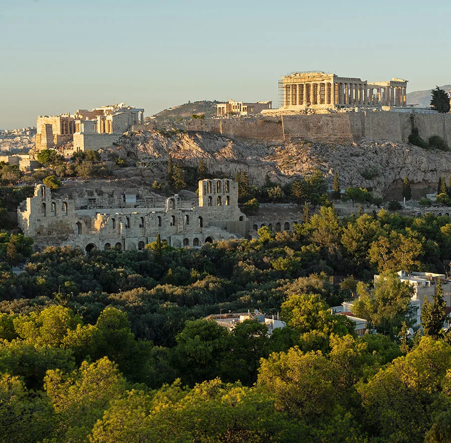 Die Akropolis mit Parthenon und Odeon des Herodes Atticus, Standort von ebiscon in Athen